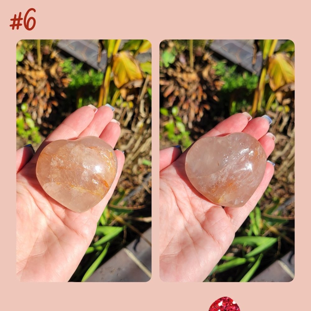 Fire Quartz Red Hematite in Quartz Crystal Hearts